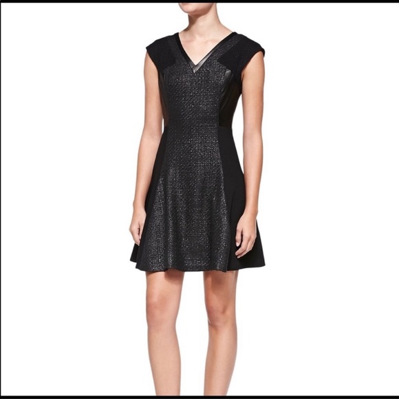 Rebecca Taylor Dresses & Skirts - Rebecca Taylor leather and tweed black dress